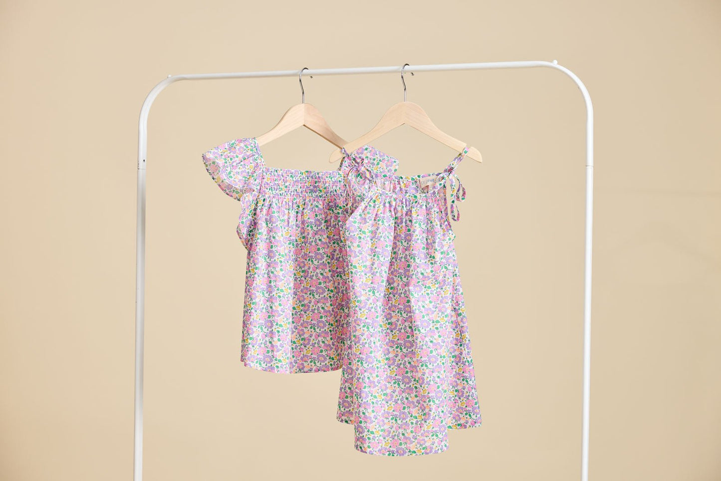 The beatrix range hanging from a clothes rail