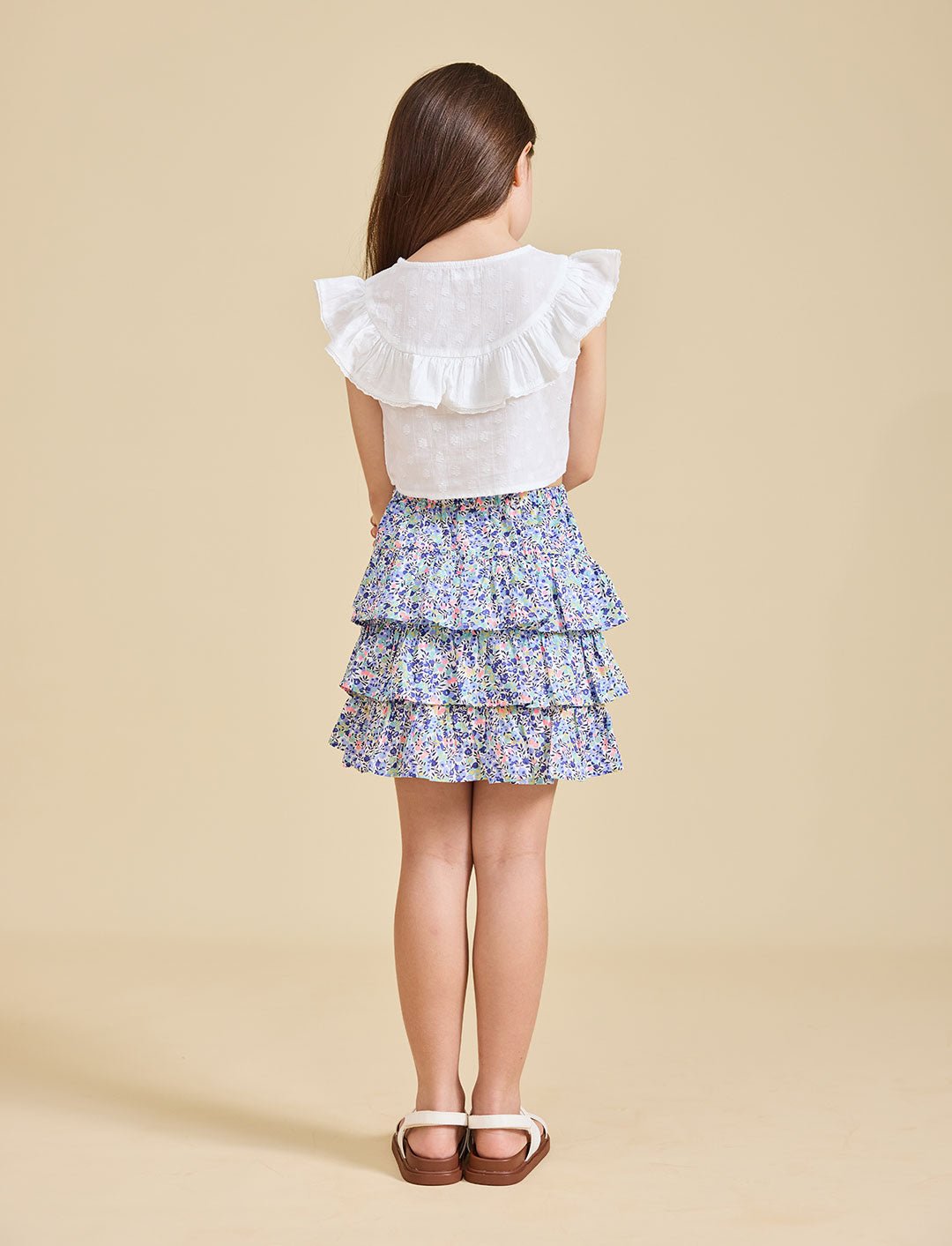 The rear view of the Odette liberty print skirt - ce-jour la