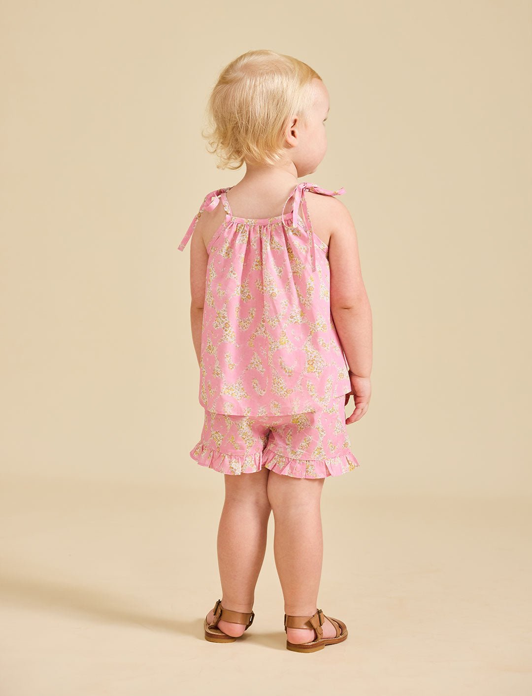 Young girl modelling the rear of the Rosalie set in Pink - ce-jour la