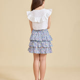 The rear view of the Odette liberty print skirt - ce-jour la