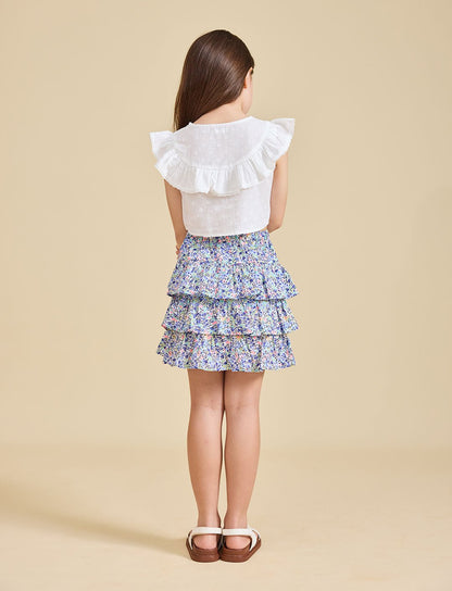 The rear view of the Odette liberty print skirt - ce-jour la